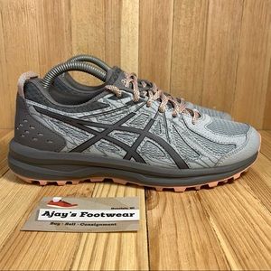 Asics Women’s Frequent Trail Gray Pink Running Gym Shoes Lace Up Size: 8